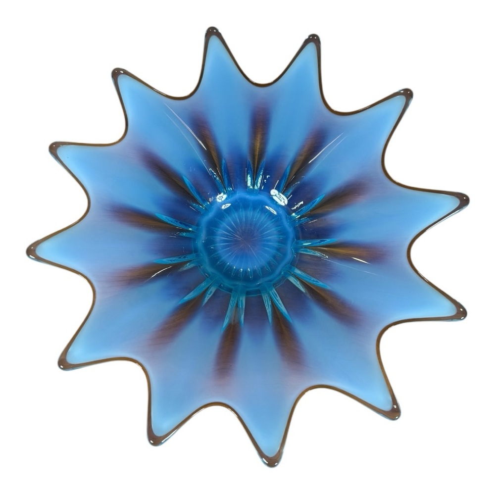 Opalescent Blue Starburst Dish